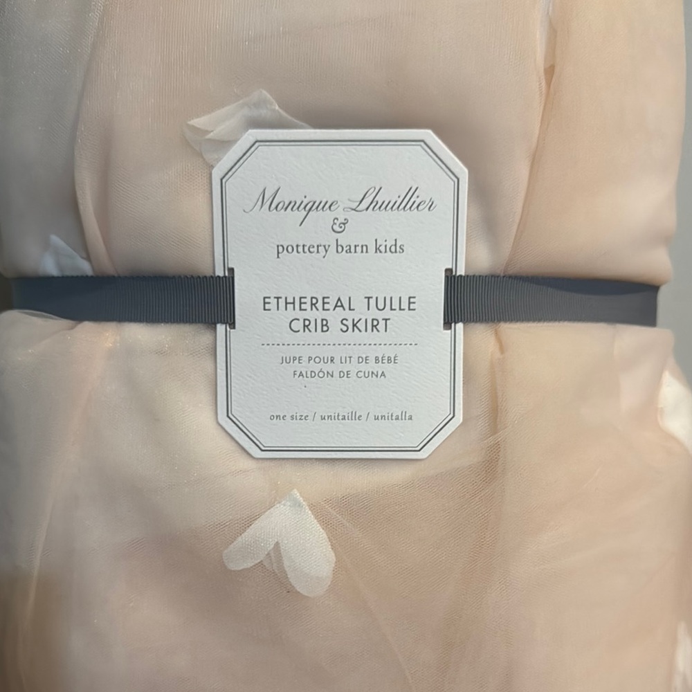 Pottery Barn Kids Ethereal Tulle Crib Skirt - blush